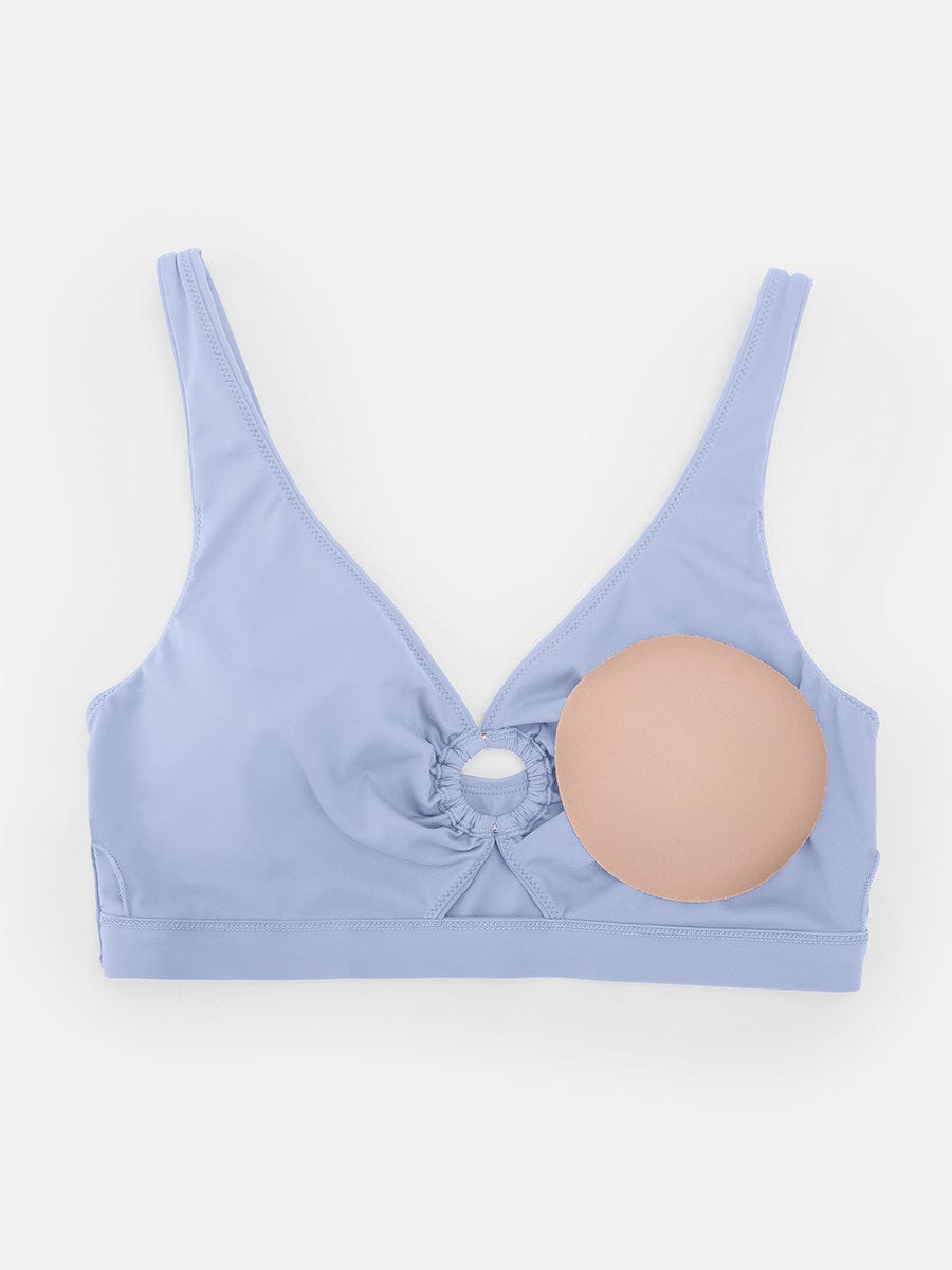 Wholesale Deep V Metal Ring Drawstring Tummy Control Swimsuit with Removable Pads