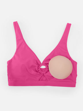 Wholesale Deep V Metal Ring Drawstring Tummy Control Swimsuit with Removable Pads