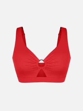 Wholesale Deep V Metal Ring Drawstring Tummy Control Swimsuit with Removable Pads