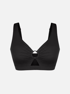 Wholesale Deep V Metal Ring Drawstring Tummy Control Swimsuit with Removable Pads