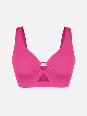 Wholesale Deep V Metal Ring Drawstring Tummy Control Swimsuit with Removable Pads