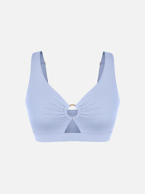 Wholesale Deep V Metal Ring Drawstring Tummy Control Swimsuit with Removable Pads