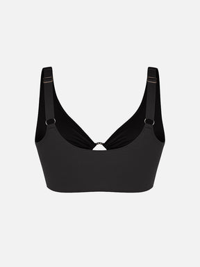 Wholesale Deep V Metal Ring Drawstring Tummy Control Swimsuit with Removable Pads