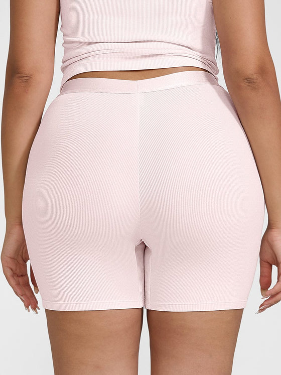 Wholesale Rayon Ribbed Fitted Boxer Mid Waist Breathable Shorts