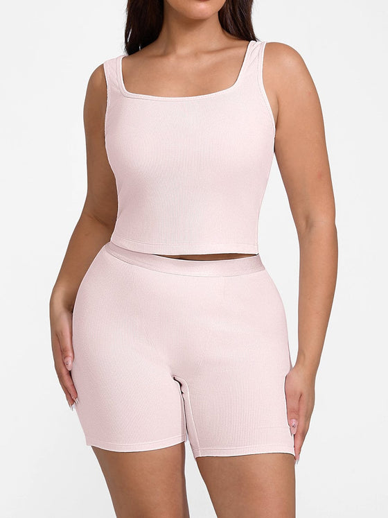Wholesale Rayon Ribbed Fitted Boxer Mid Waist Breathable Shorts
