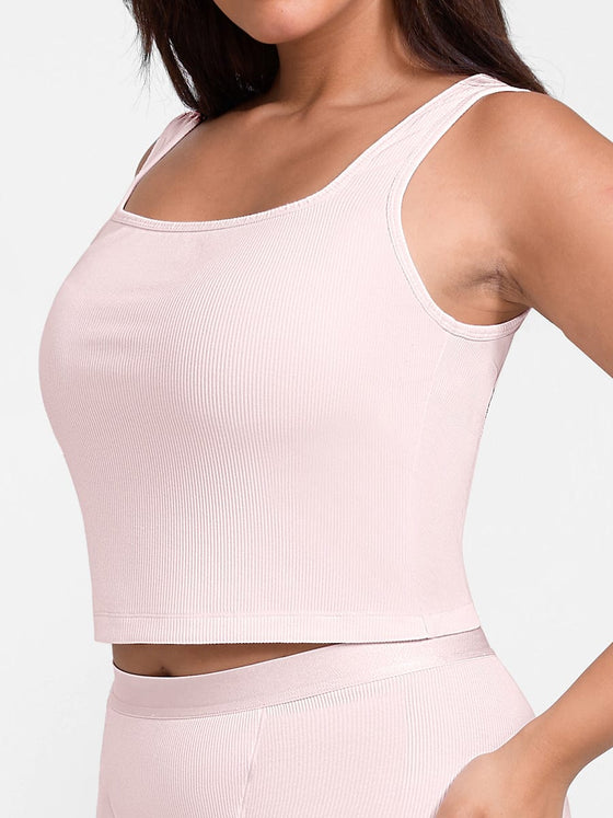 Wholesale Rayon Ribbed Wide Strap Scoop Neck Tank Top Breathable