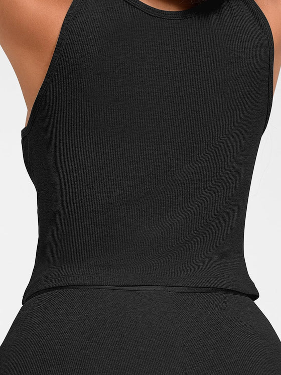 Wholesale Rayon Ribbed Wide Strap Scoop Neck Tank Top Breathable
