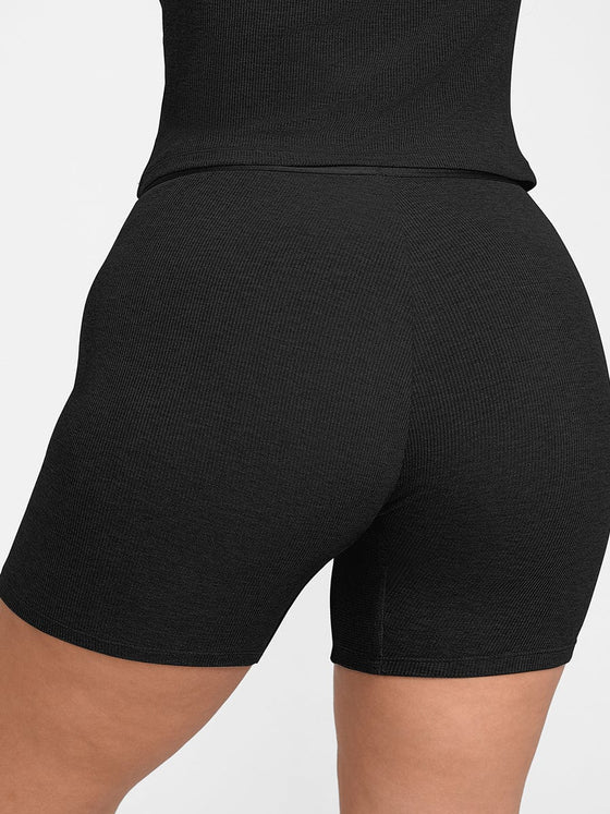 Wholesale Rayon Ribbed Fitted Boxer Mid Waist Breathable Shorts