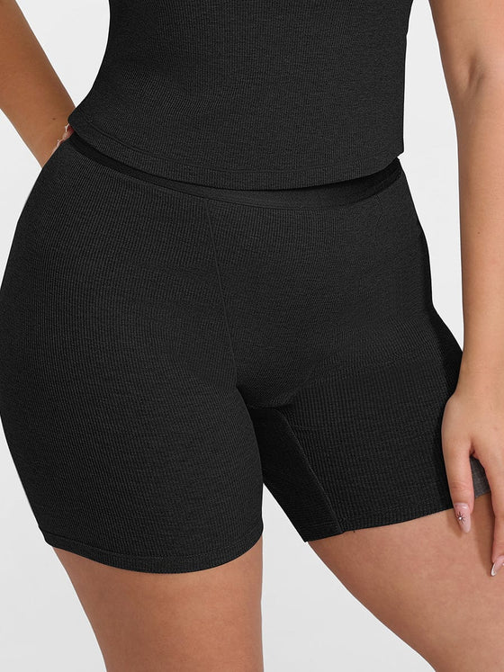 Wholesale Rayon Ribbed Fitted Boxer Mid Waist Breathable Shorts