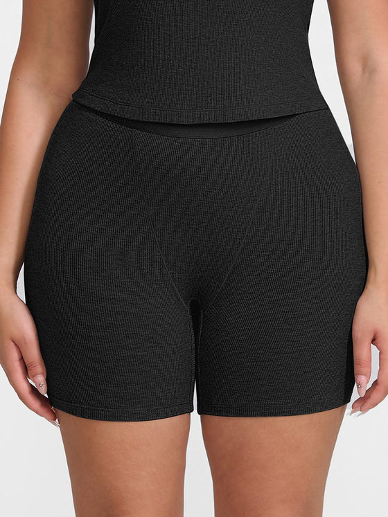 Wholesale Rayon Ribbed Fitted Boxer Mid Waist Breathable Shorts