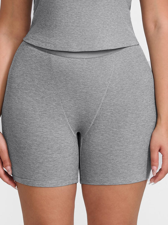 Wholesale Rayon Ribbed Fitted Boxer Mid Waist Breathable Shorts