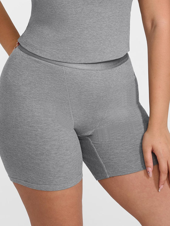 Wholesale Rayon Ribbed Fitted Boxer Mid Waist Breathable Shorts