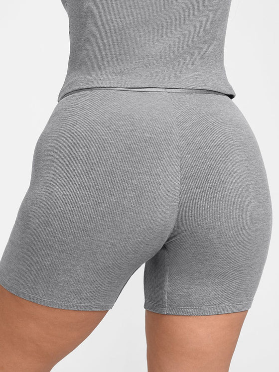 Wholesale Rayon Ribbed Fitted Boxer Mid Waist Breathable Shorts
