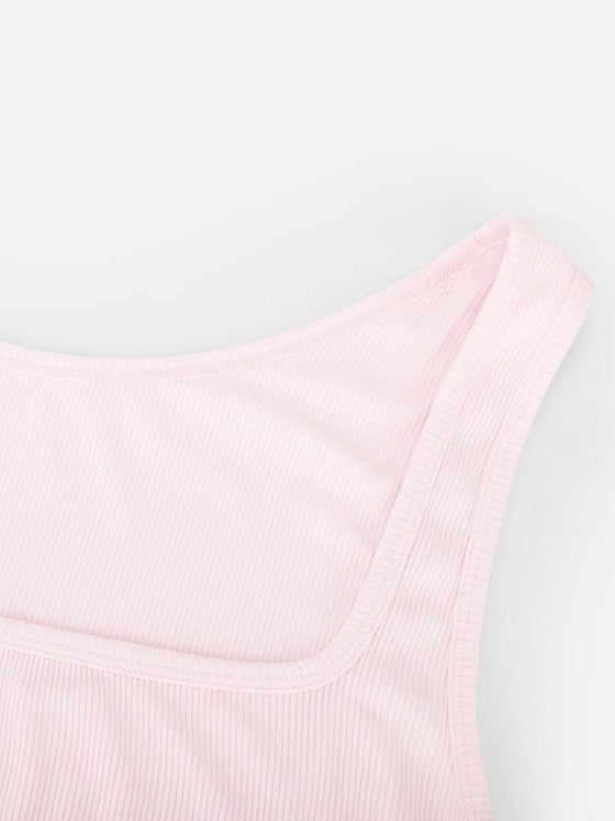 Wholesale Rayon Ribbed Wide Strap Scoop Neck Tank Top Breathable