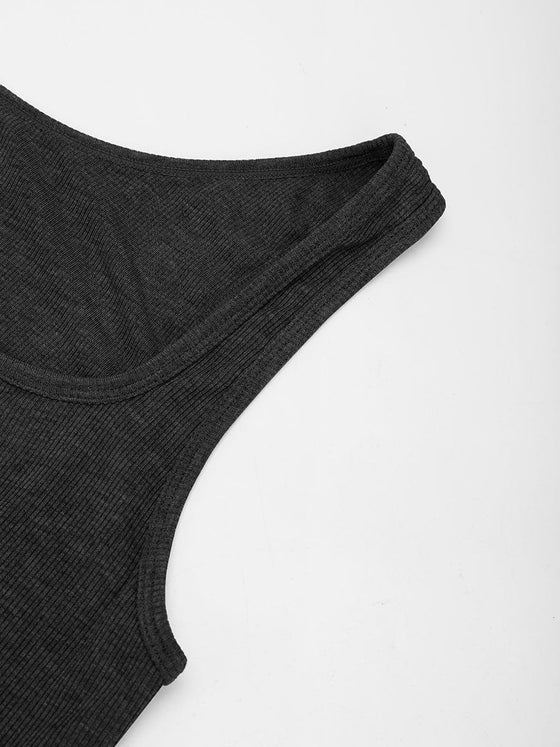 Wholesale Rayon Ribbed Wide Strap Scoop Neck Tank Top Breathable