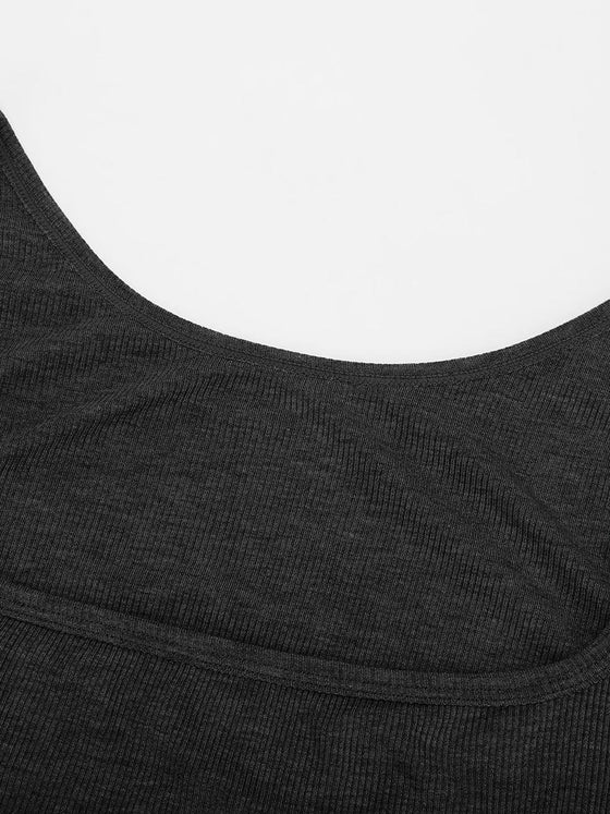 Wholesale Rayon Ribbed Wide Strap Scoop Neck Tank Top Breathable