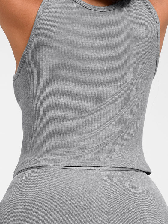Wholesale Rayon Ribbed Wide Strap Scoop Neck Tank Top Breathable