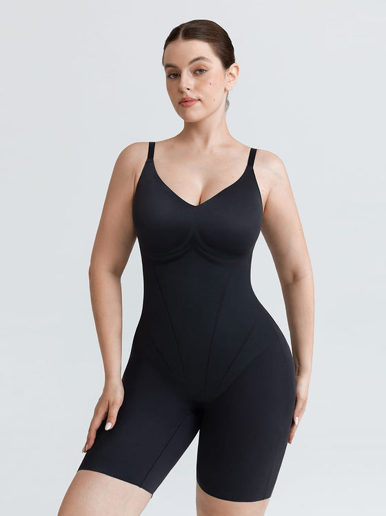 Wholesale Liquid LYCRA™ Light Control V-Neck Traceless Boyshort Bodysuit SPU