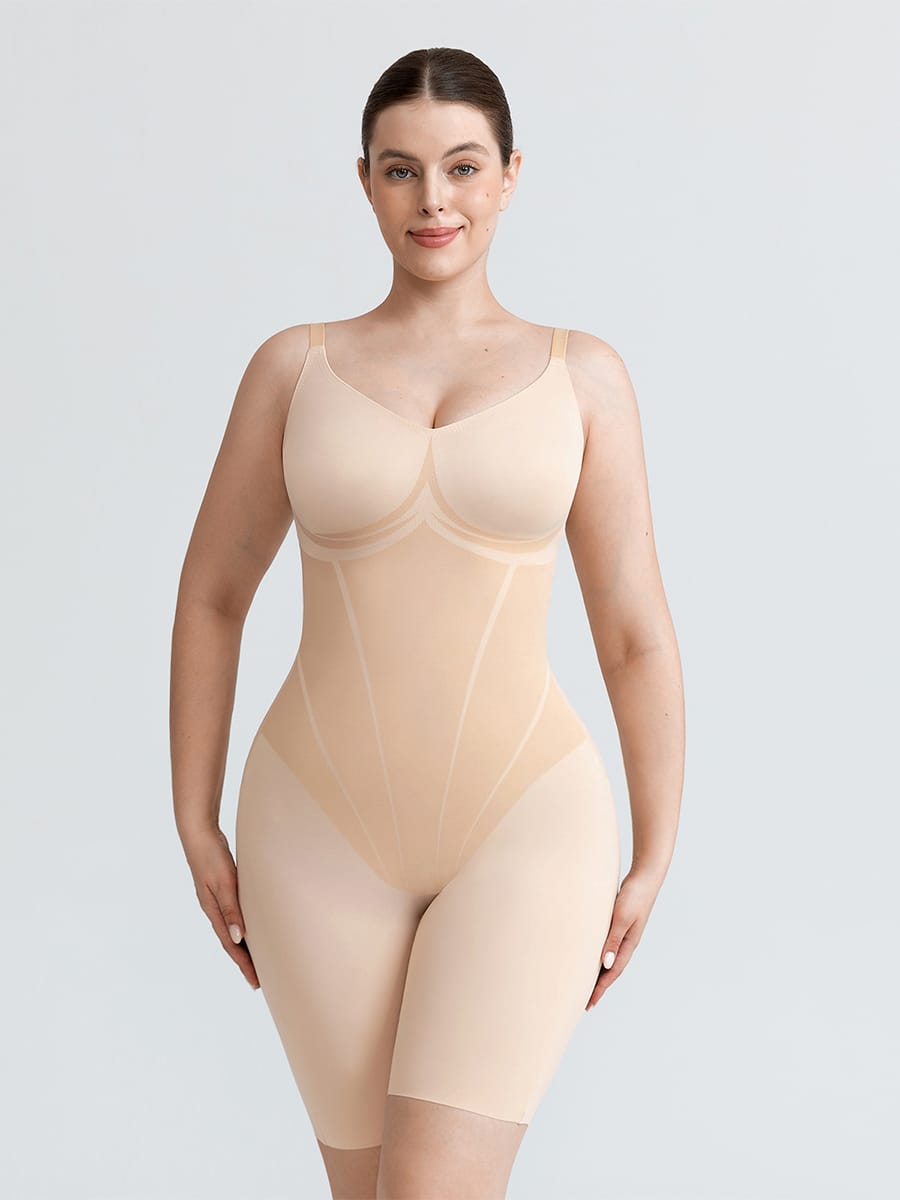 Wholesale Liquid LYCRA™ Light Control V-Neck Traceless Boyshort Bodysuit SPU