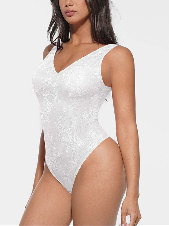 Wholesale Seamless Sexy Deep V-Neck Lace Shaping Thong Bodysuit