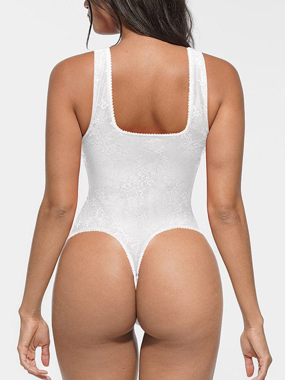 Wholesale Seamless Sexy Deep V-Neck Lace Shaping Thong Bodysuit