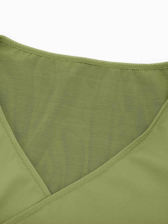 Wholesale Sexy V-neck Overlapping pleated Waist and Tummy Control Antibacterial Crotch Bodysuit
