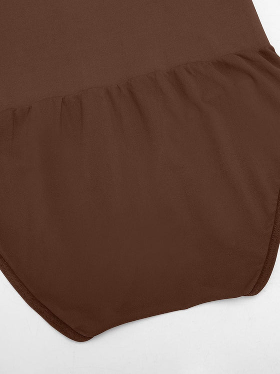 Wholesale Seamless Crew Neck Long Sleeve Tummy Control Snap Crotch Briefs Bodysuit