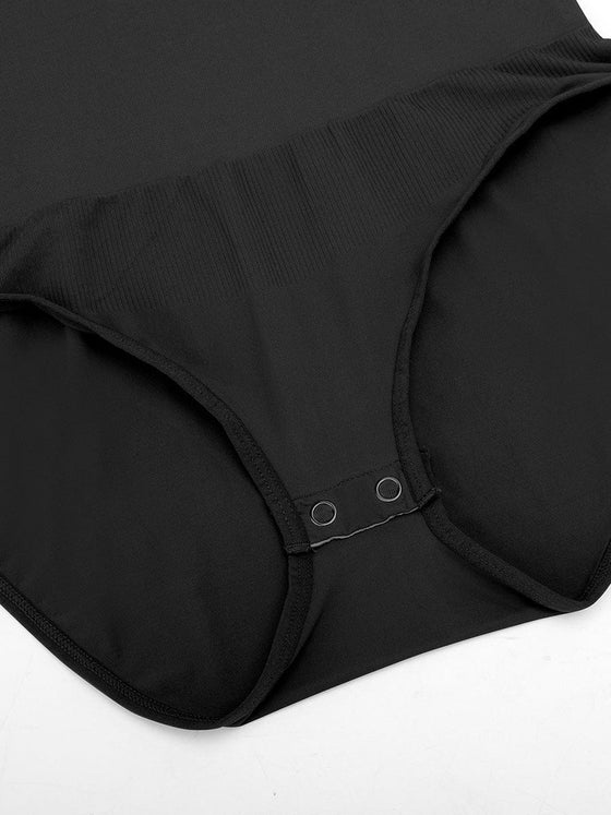 Wholesale Seamless Crew Neck Long Sleeve Tummy Control Snap Crotch Briefs Bodysuit