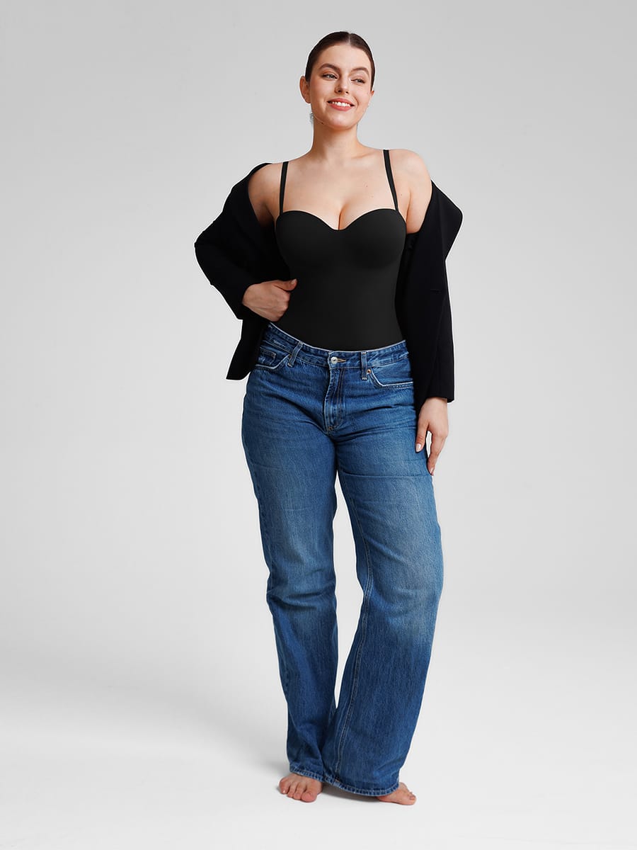 Wholesale Seamless Underwire Half Cup Shapewear Bodysuit with Removable Pads SPU