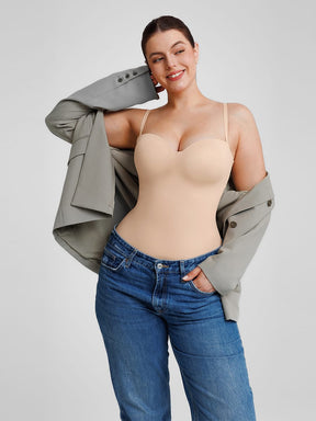 Wholesale Seamless Underwire Half Cup Shapewear Bodysuit with Removable Pads SPU