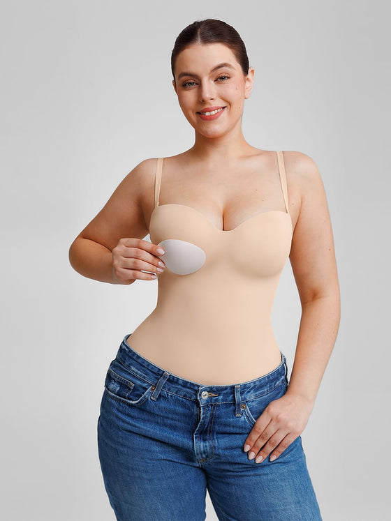 Wholesale Seamless Underwire Half Cup Shapewear Bodysuit with Removable Pads SPU