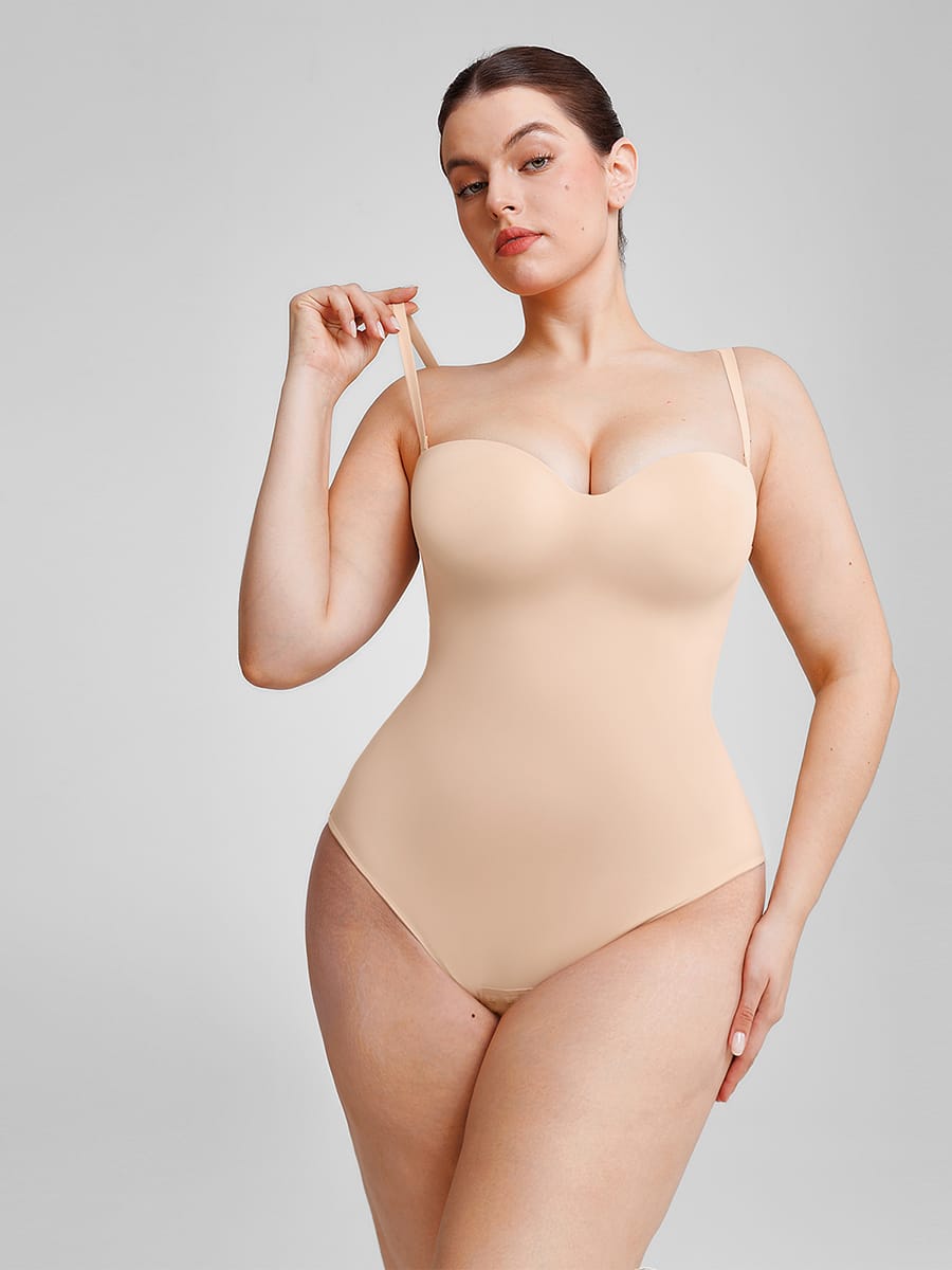 Wholesale Seamless Underwire Half Cup Shapewear Bodysuit with Removable Pads SPU
