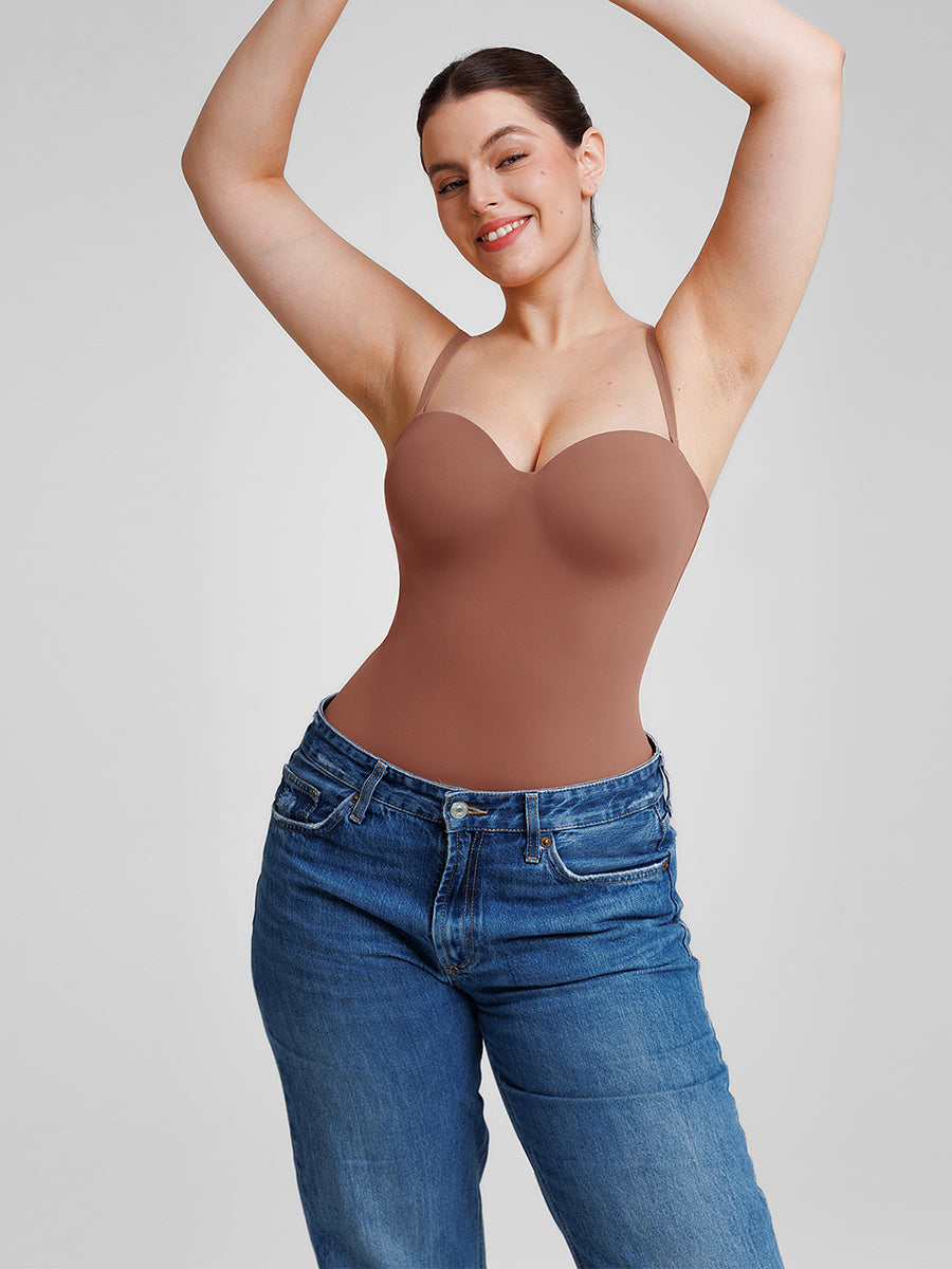 Wholesale Seamless Underwire Half Cup Shapewear Bodysuit with Removable Pads SPU
