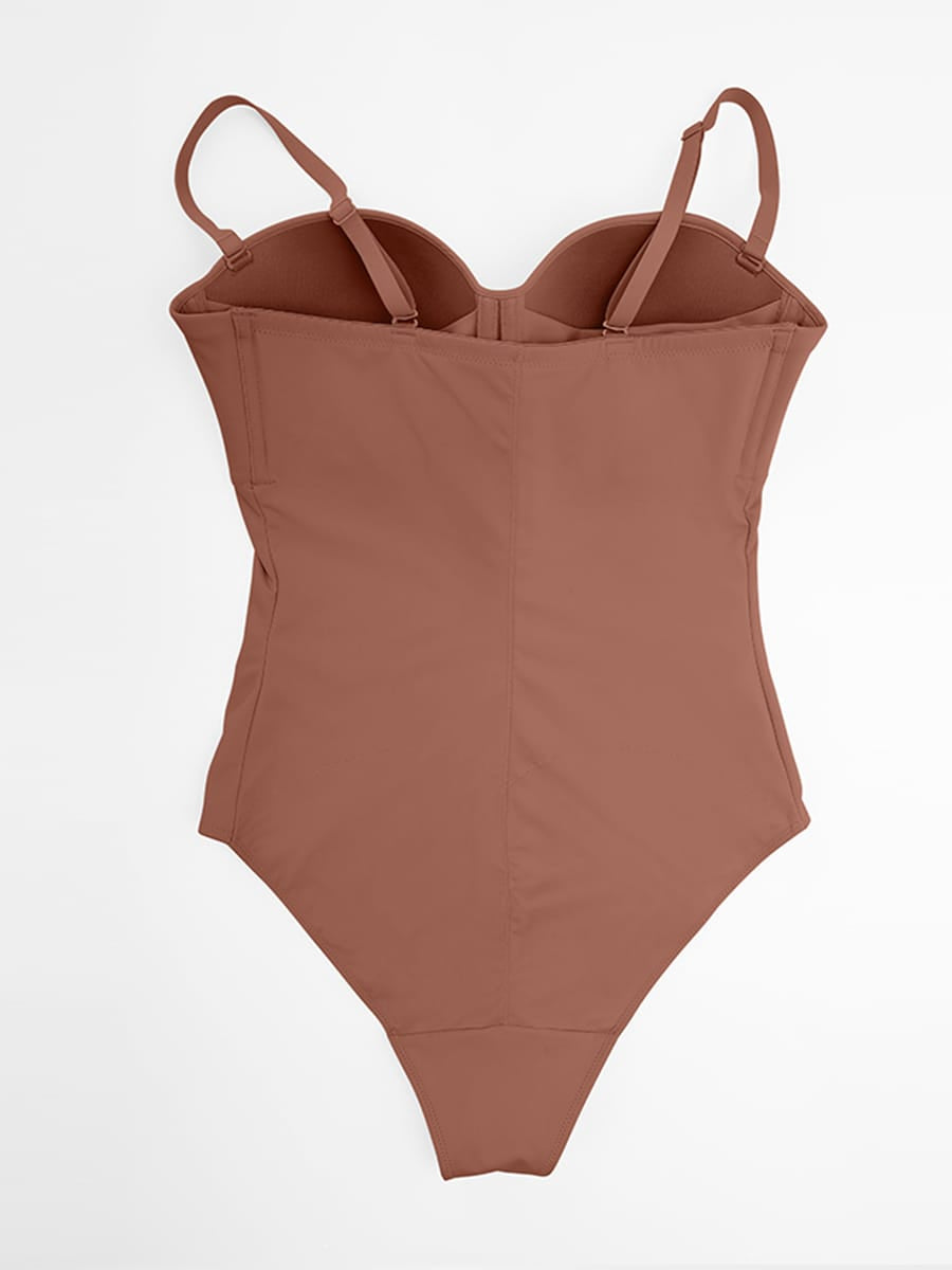 Wholesale Seamless Underwire Half Cup Shapewear Bodysuit with Removable Pads SPU