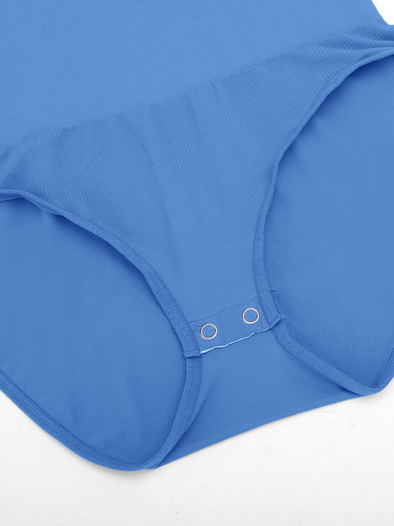 Wholesale Seamless Crew Neck Long Sleeve Tummy Control Snap Crotch Briefs Bodysuit SPU