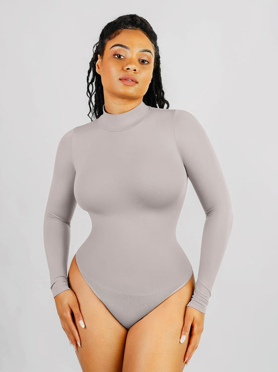 Wholesale 🌿Seamless Eco-friendly Turtle Neck Long Sleeve Thong Bodysuit SPU