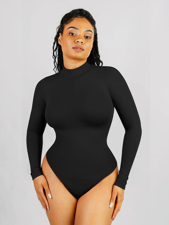 Wholesale 🌿Seamless Eco-friendly Turtle Neck Long Sleeve Thong Bodysuit SPU