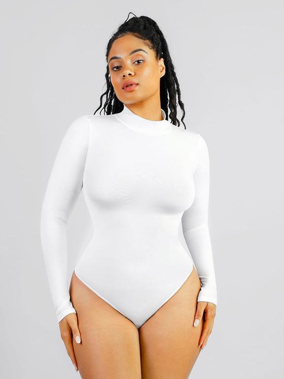 Wholesale 🌿Seamless Eco-friendly Turtle Neck Long Sleeve Thong Bodysuit SPU