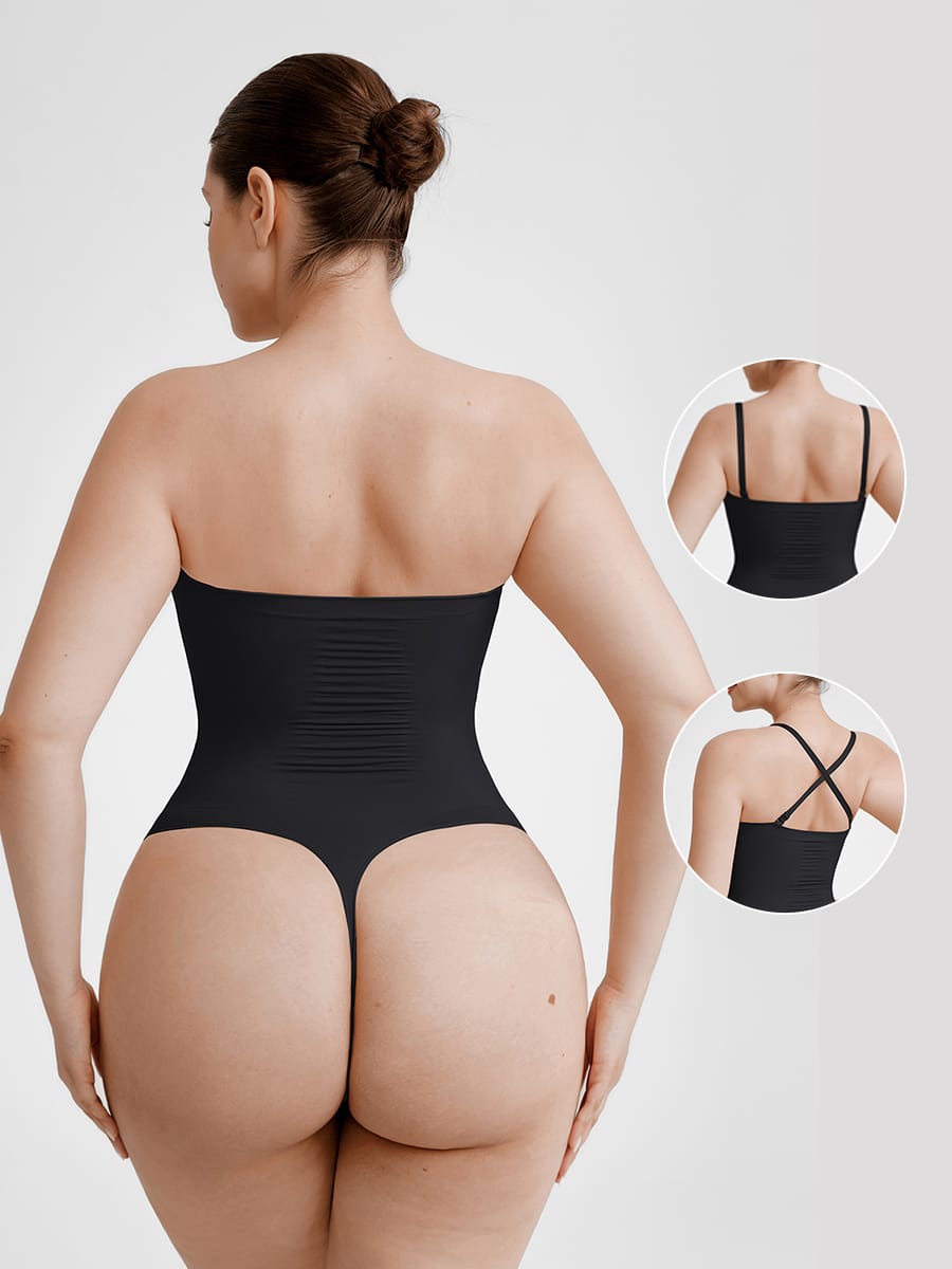 Wholesale Seamless Buttery Soft Strapless Tummy Control  Thong Bodysuit SPU
