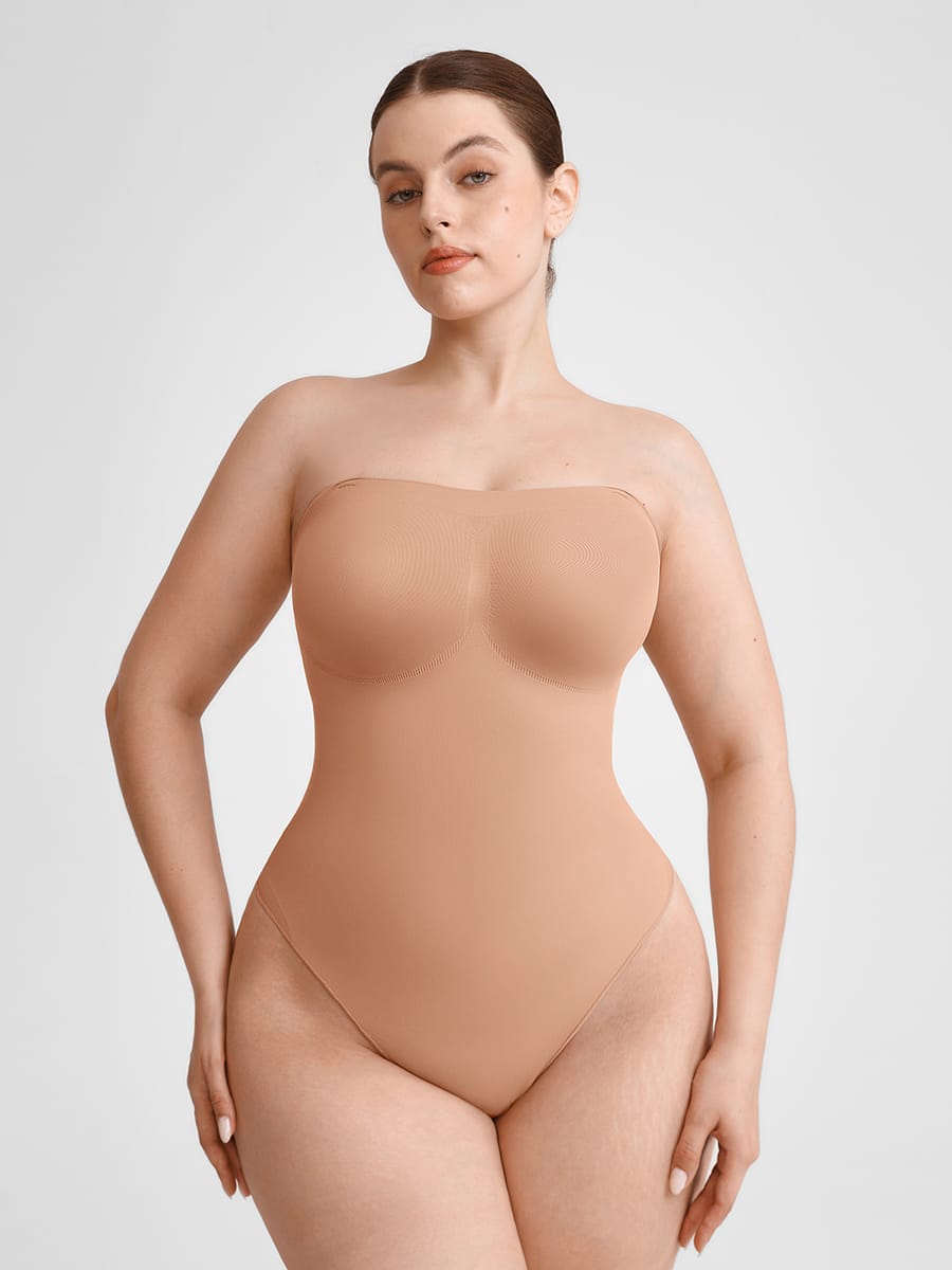 Wholesale Seamless Buttery Soft Strapless Tummy Control  Thong Bodysuit SPU