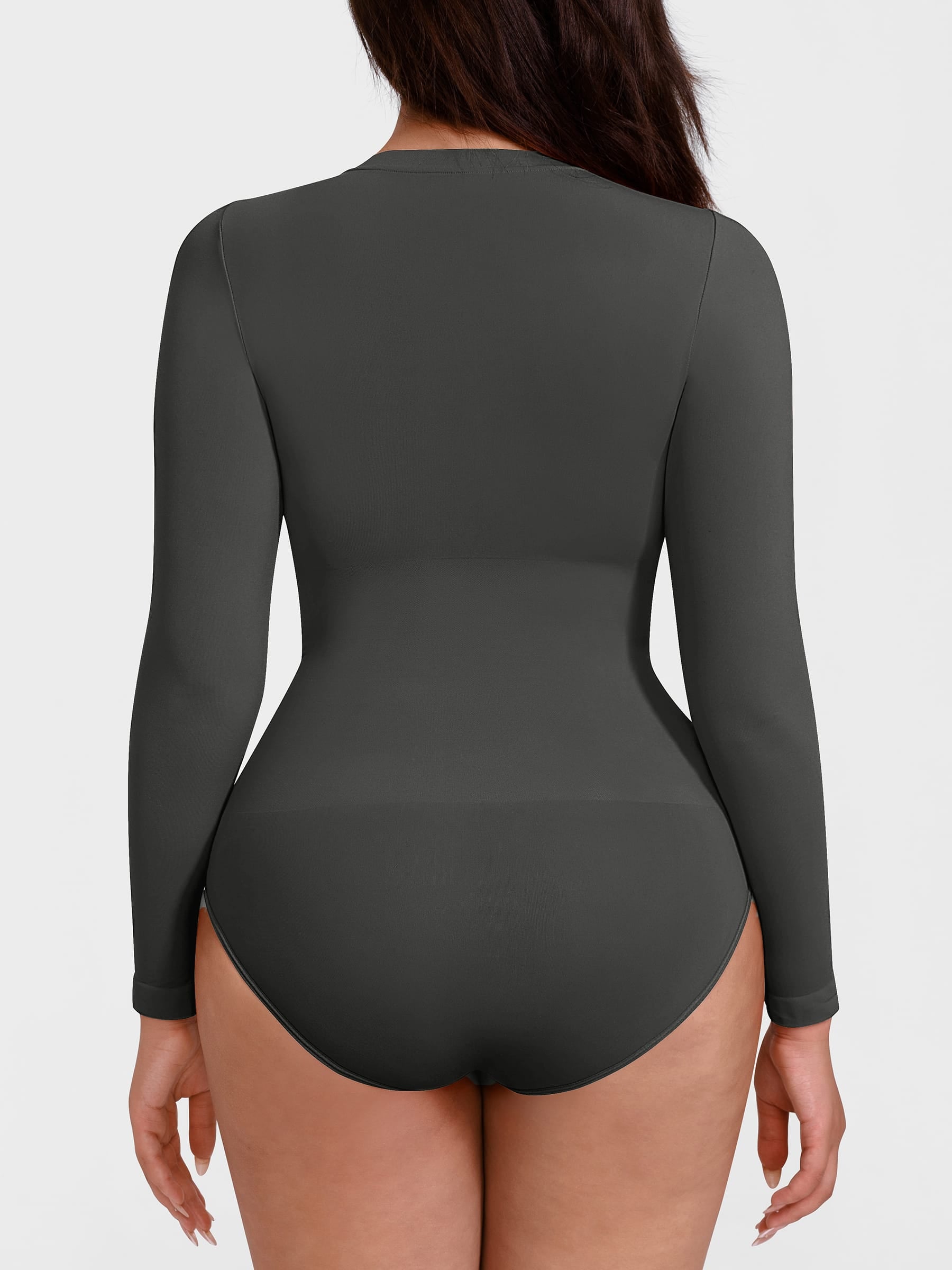 Wholesale Seamless Crew Neck Long Sleeve Tummy Control Snap Crotch Briefs Bodysuit SPU