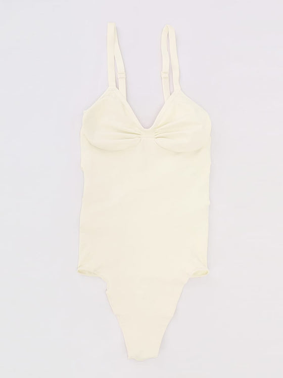 Wholesale Seamless V Neck Ruched Bust Tummy Control Thong Shaping Bodysuit SPU