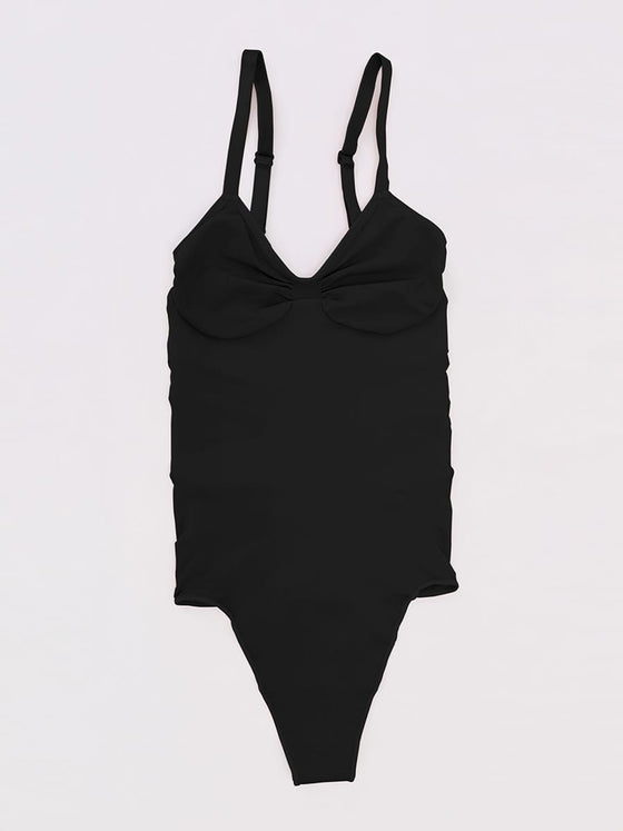 Wholesale Seamless V Neck Ruched Bust Tummy Control Thong Shaping Bodysuit SPU