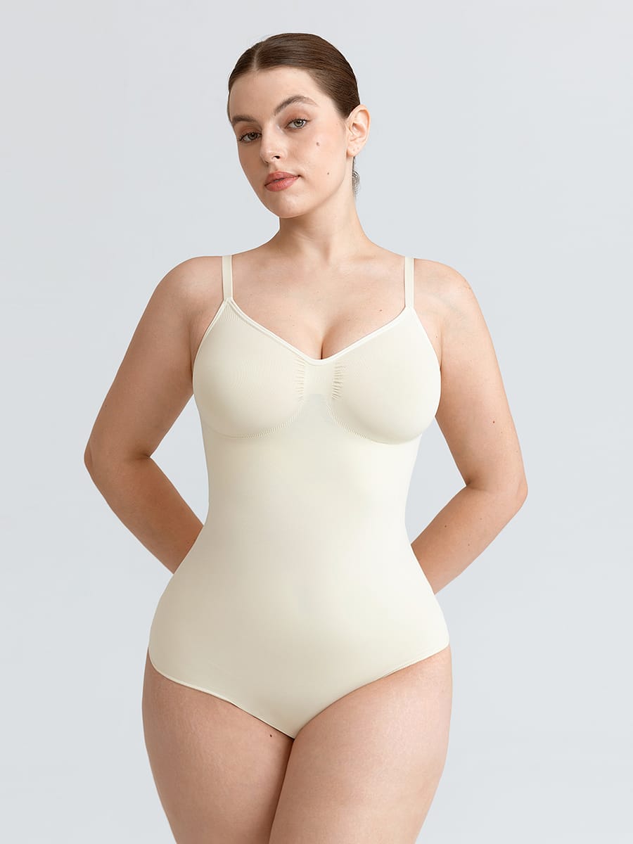 Wholesale Seamless V Neck Ruched Bust Tummy Control Thong Shaping Bodysuit SPU