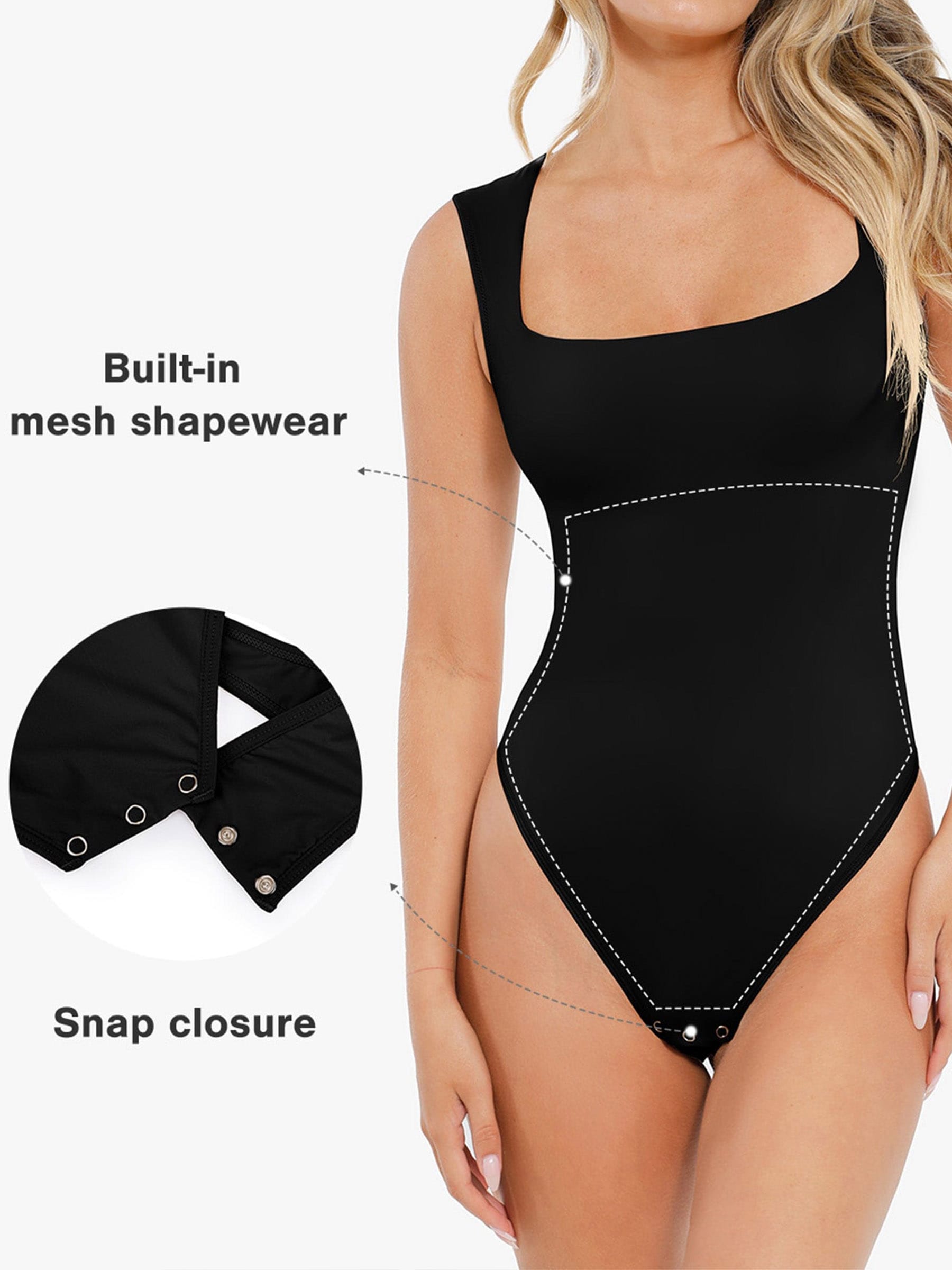 Wholesale Shapewear Sleeveless Square Neck Waist Shaping Bodysuit SPU