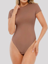 Wholesale Shapewear Short Sleeve Crew Neck Snap Gusset Bodysuit SPU