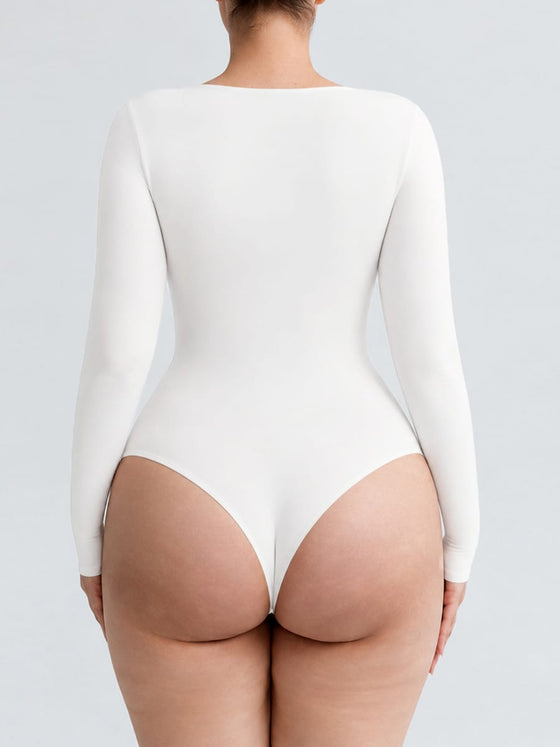Wholesale Sexy V-neck Overlapping pleated Waist and Tummy Control Antibacterial Crotch Bodysuit SPU