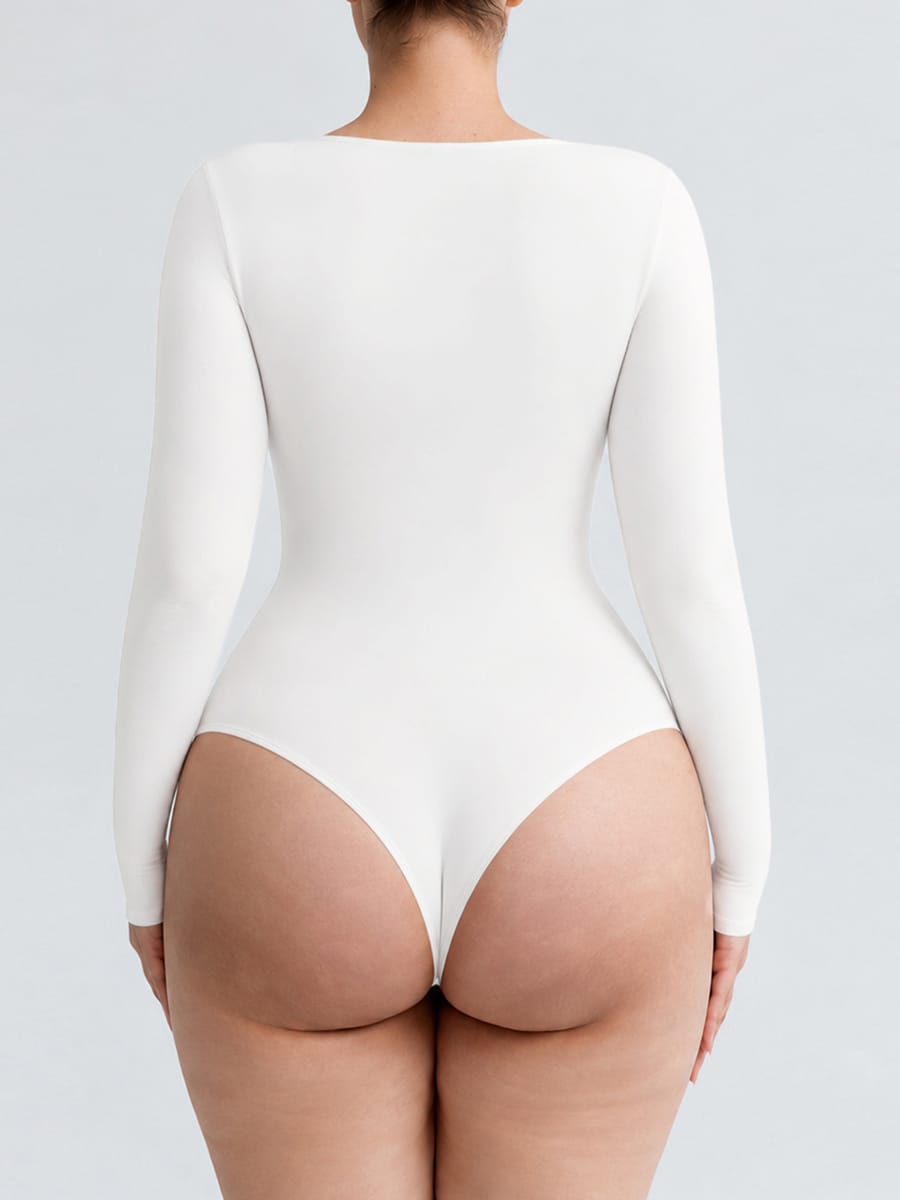 Wholesale Sexy V-neck Overlapping pleated Waist and Tummy Control Antibacterial Crotch Bodysuit SPU