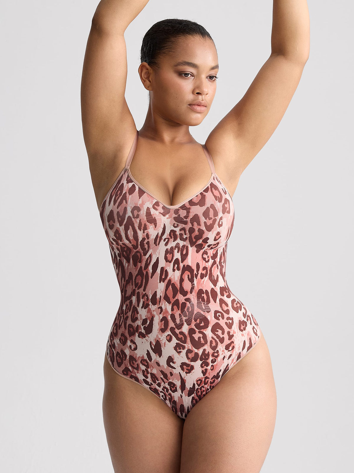 Wholesale Seamless V Neck Ruched Bust Tummy Control Thong Shaping Bodysuit SPU