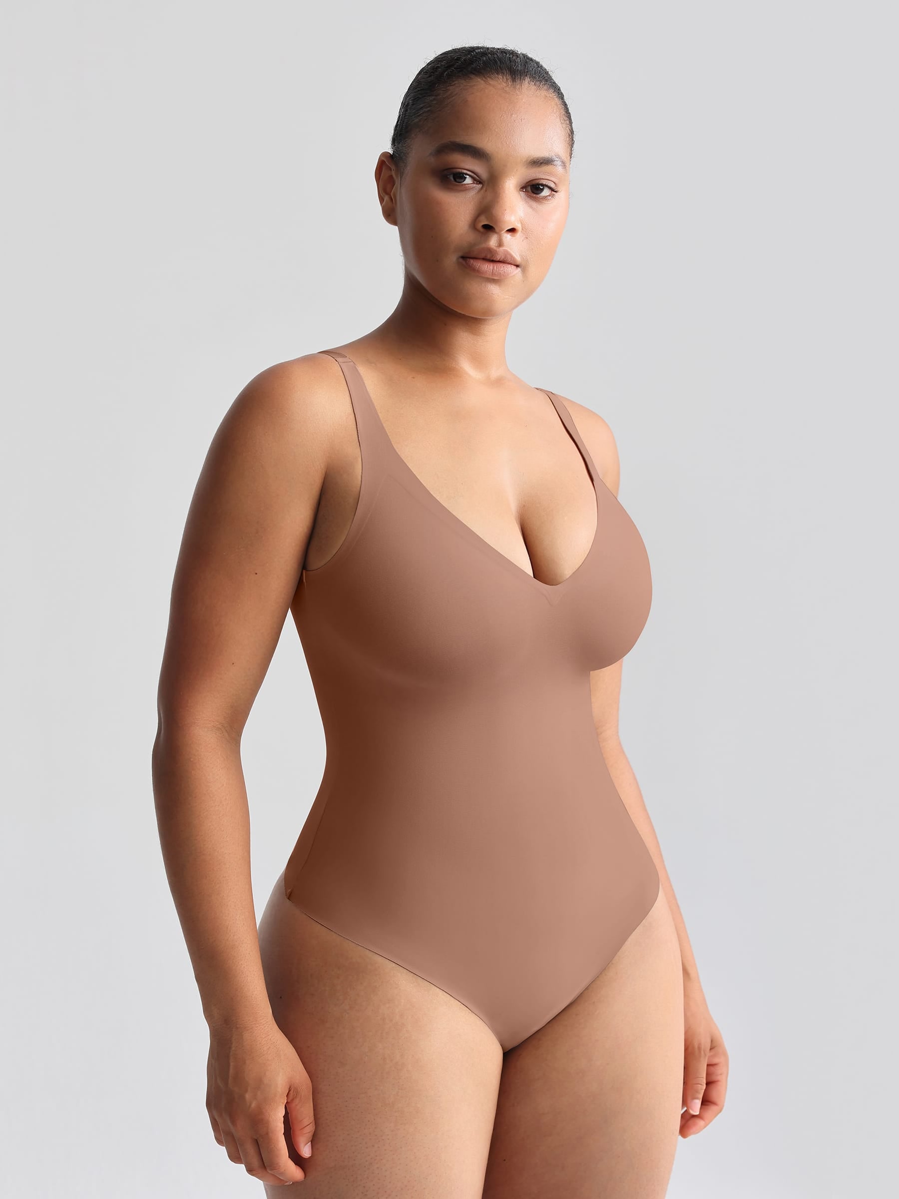 Wholesale Unlined Plunge Thong Bodysuit with No Panty Lines SPU